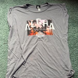 Harley-Davidson Gray Aloha Graphic Top